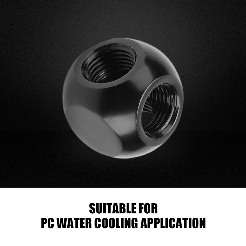 Pomya Computer Water Cooling Spherical 3 Way T-Type Connector G1/4 Threaded Adapter Black, Silver for PC Water Cooling Application(Black) - Image 3
